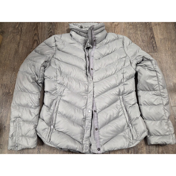 Gap Jackets & Blazers - Gap Women's Small Gray down-filled full zip + snap mock-neck puffer jacket